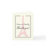 Paris wedding pink Eiffel Tower ivory Thank You Greeting Card