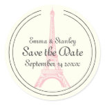 Paris wedding pink Eiffel Tower Save the Date Stickers