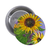 Paris' Yellow Sunflowers Pinback Buttons