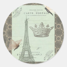 Parisian Collage Round Sticker