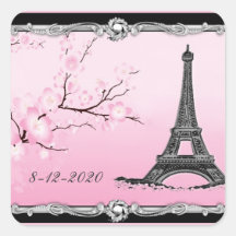 Parisian Eiffel Tower Wedding Invitation Seals Sticker