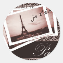 Parisian Postcards Round Sticker