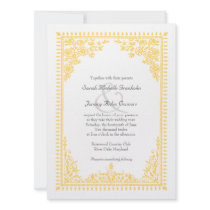 Parisian Scroll Affordable Yellow Wedding Announcements