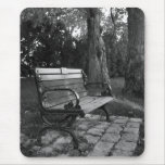 Park Bench in Black and White mousepads