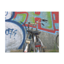 Parked Bicycles Graffiti Postcard