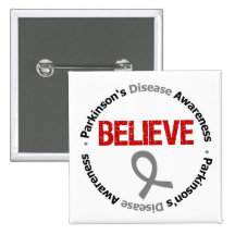 Parkinson's Disease BELIEVE Ribbon Buttons