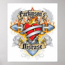 Parkinson's Disease Cross & Heart Poster