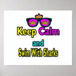 Parody Hipster  Keep Calm And Swim With Sharks Poster