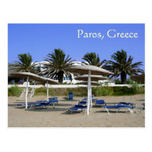 Paros Island, Greece Beach Umbrellas Postcard