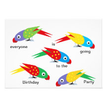 Parrot Flock Birthday Party Personalised Announcement