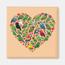 Parrot Heart Magnets
