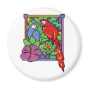 Parrot & Macaw in the Jungle magnets