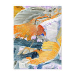 Parrots fighting inverted to orange and white postcards