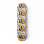 Parrots fighting inverted to orange and white skate board decks