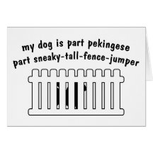 Part Pekingese Part Fence-Jumper Greeting Cards