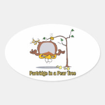 partridge in a pear tree 1st first day christmas oval stickers