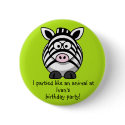 Party Animal Zebra Buttons Party Favours Souvenirs