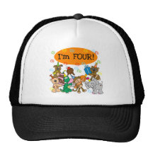 Party Animals 4th Birthday Tshirts and Gifts Mesh Hat