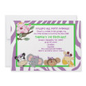 PARTY ANIMALS Baby Girl 1st Birthday Jungle 5x7 invitations