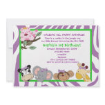 PARTY ANIMALS Baby Girl 1st Birthday Jungle 5x7 invitations
