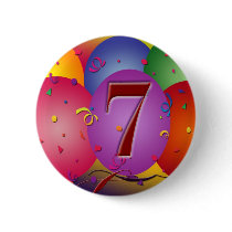 Party balloons for 7th birthday buttons
