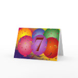 Party balloons for 7th birthday card