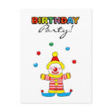 Party clown birthday invitations postcards