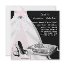 Party Dress Tiara Pink Black Quinceanera