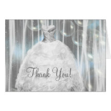 Party Dress White Quinceanera Thank You Cards