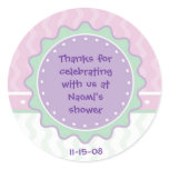 Party Favour Sticker for Shower (pink/green/purple