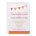 Party Flags Wedding Invitation - Pink & Orange