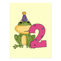 Party Frog 2nd Birthday T-shirts and Gifts Post Cards