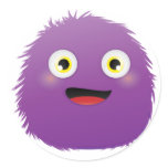Party Furry Monster Round Sticker