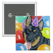 Party German Shepherd Button