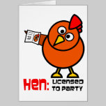 Party Hen White Greeting Card cards