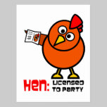Party Hen White Postcard postcards