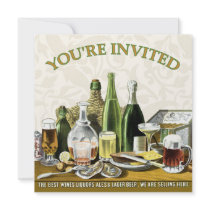Party Invitation Beer Champagne, Oysters