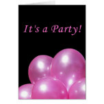 Party Invitation Bright Pink Balloons Greeting Card