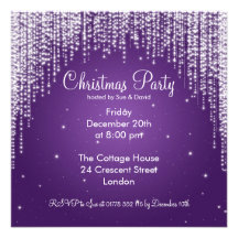 Party Invitation Elegant Falling Sparkle Purple