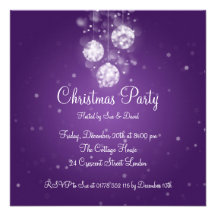 Party Invitation Elegant Sparkling Baubles Purple
