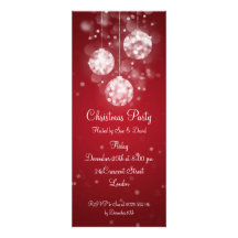 Party Invitation Elegant Sparkling Baubles Red