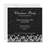 Party Invitation Elegant Winter Sparkle Black