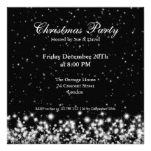 Party Invitation Elegant Winter Sparkle Black