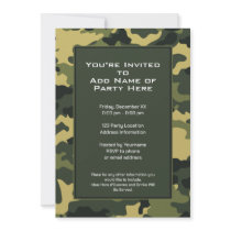 Party Invitation: Green Military Camouflage