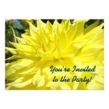 Party Invitations Custom Yellow Dahlia Flower