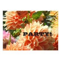 PARTY! Invitations Orange Dahlia Flowers Holidays