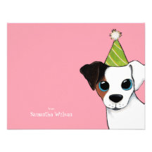 Party Jack Russell Dog Flat Thank You Note Card Personalised Invitation
