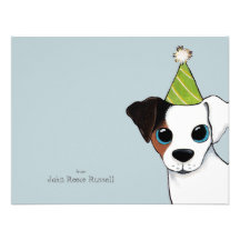Party Jack Russell Dog Flat Thank You Note Card Personalised Announcement