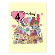 Party Kittens 4th Birthday T-shirts and gifts Postcards