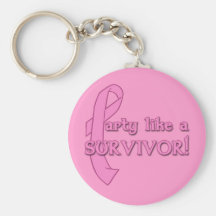 Party Like a Survivor with Pink Ribbon Key Chain